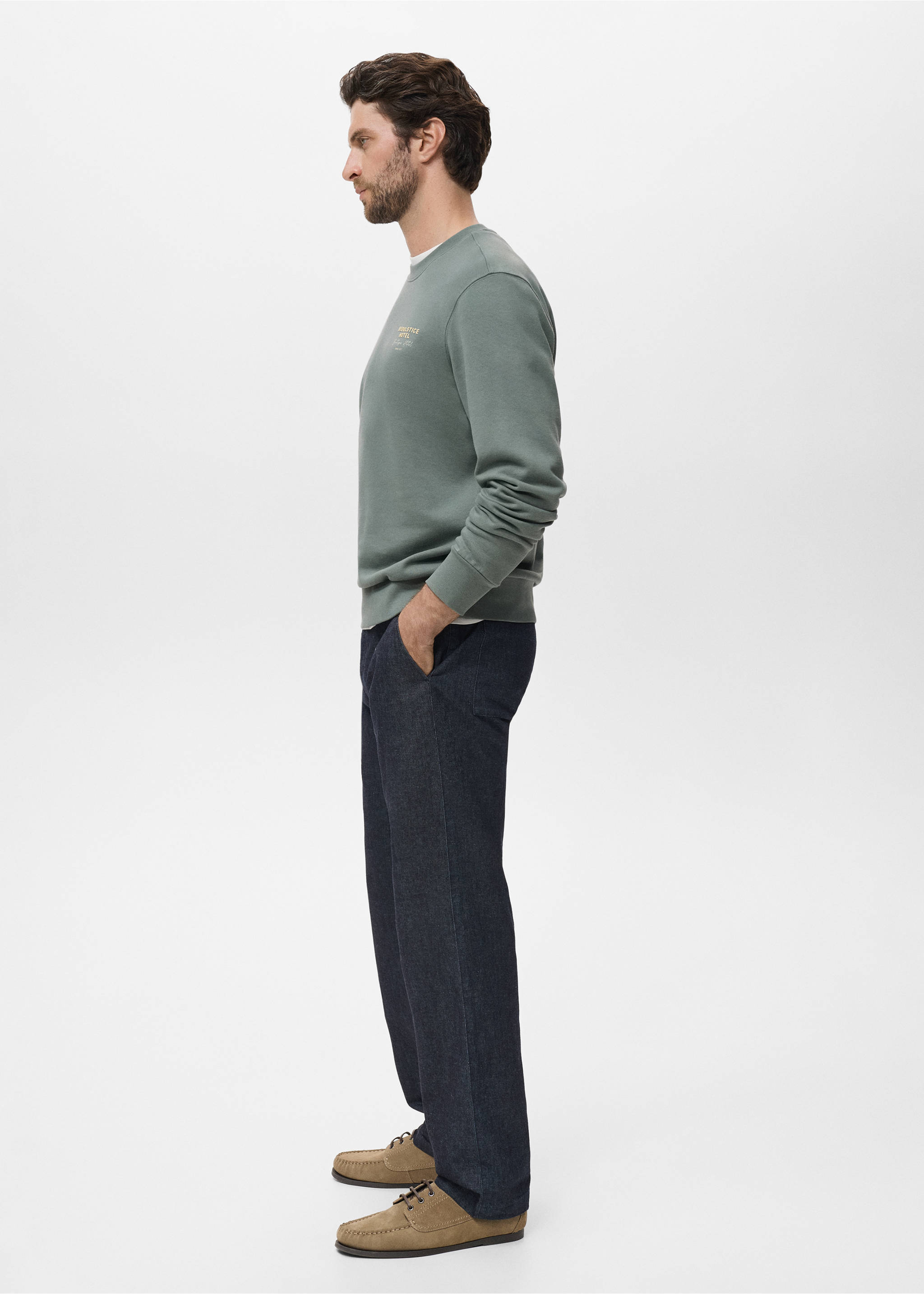 Printed cotton sweatshirt - Details of the article 2, Green. Ref: 17024440-00.