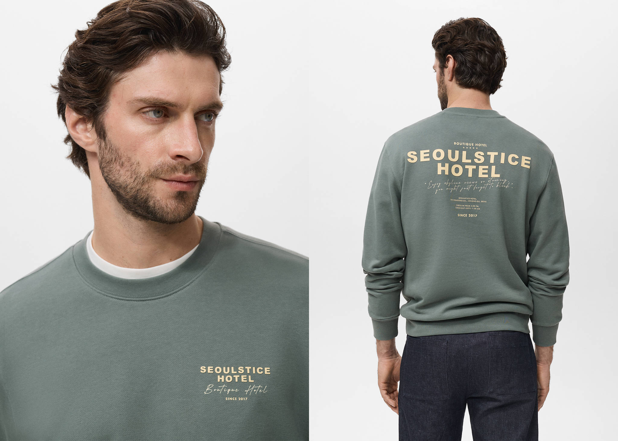 Bedrukt katoenen sweatshirt - Panoramische tekening