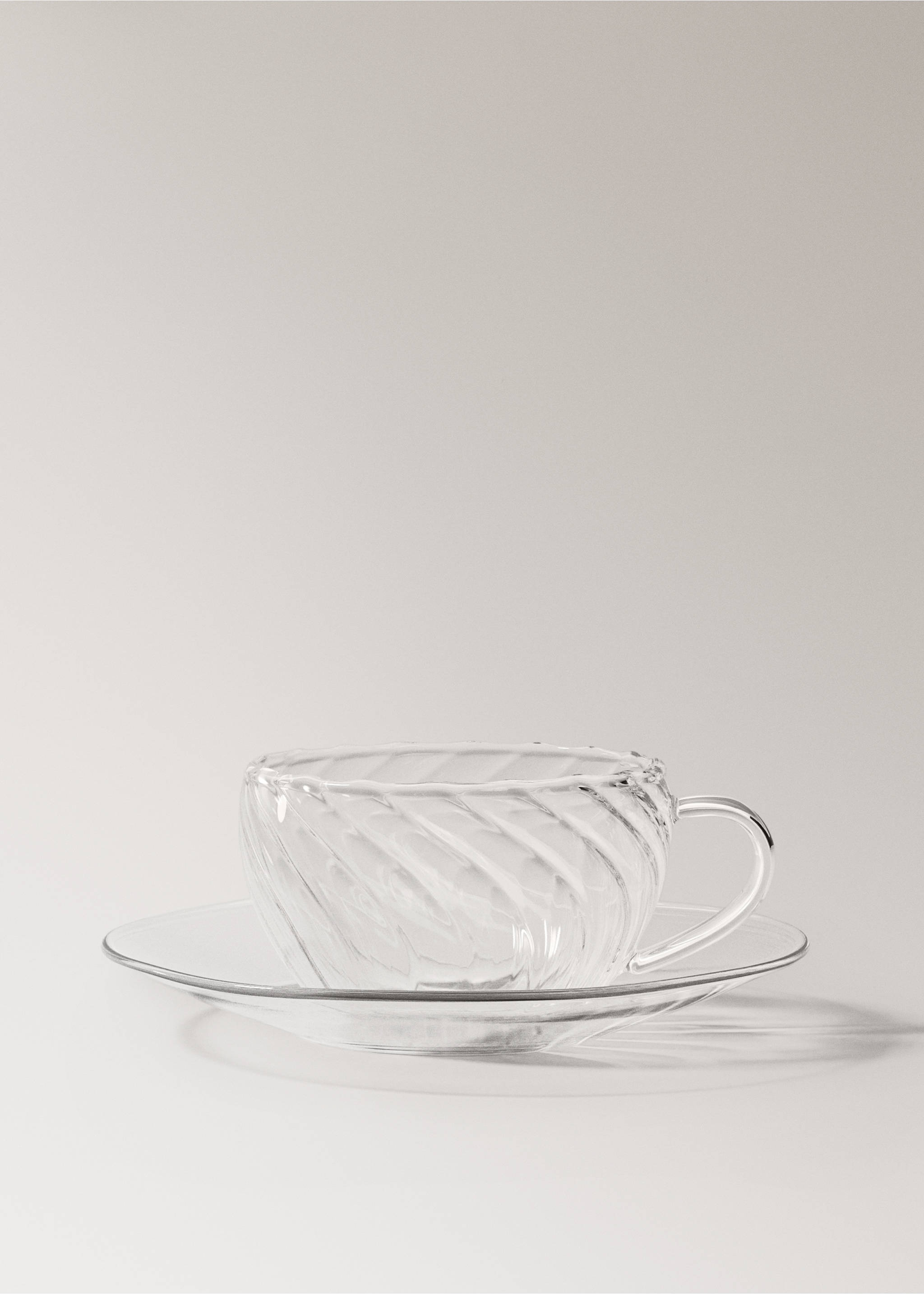 Borosilicate cappuccino cup and saucer with embossed pattern - Article without model, Off White. Ref: 17024442-00.