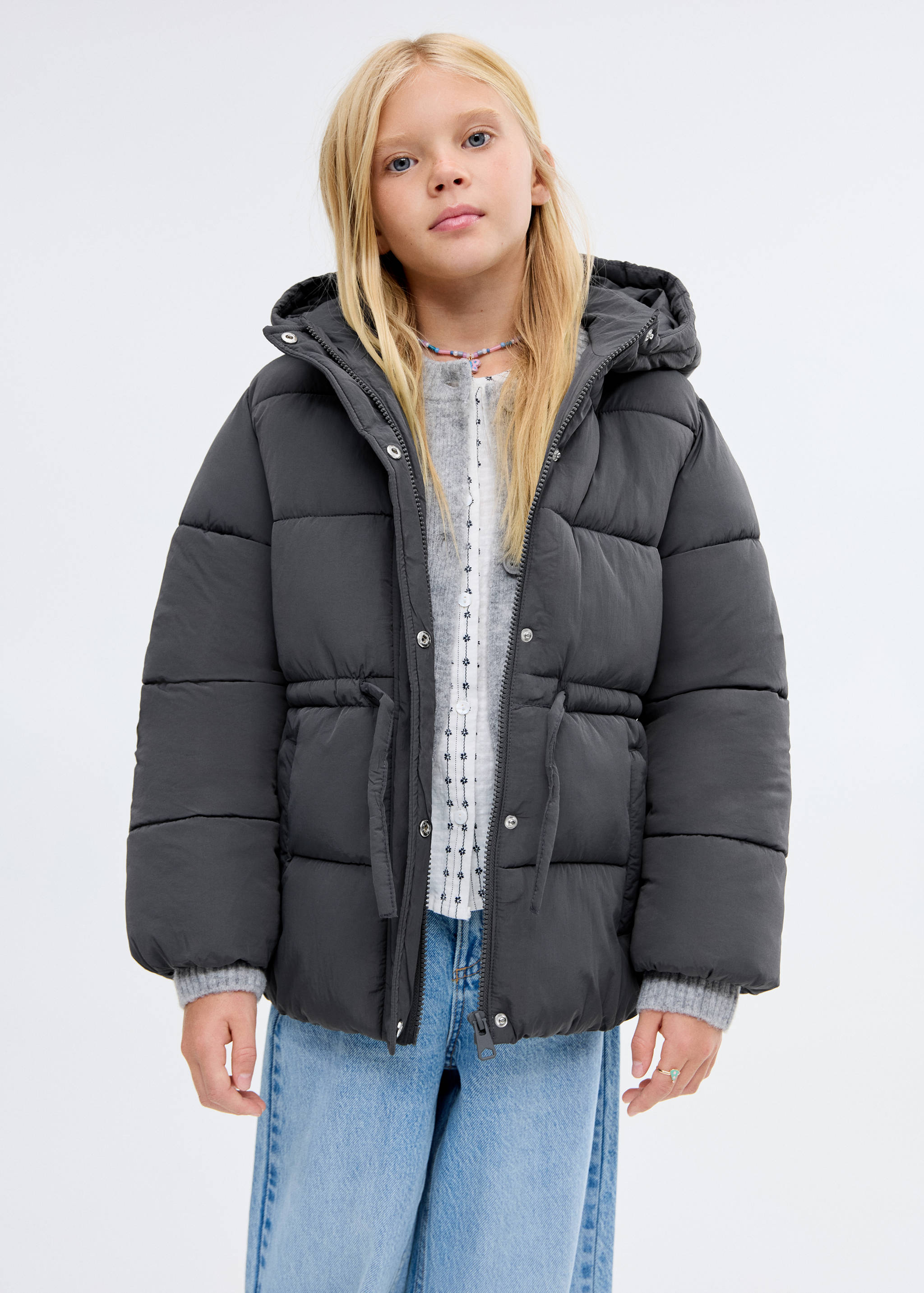 Hooded anorak with drawstring - Medium plane