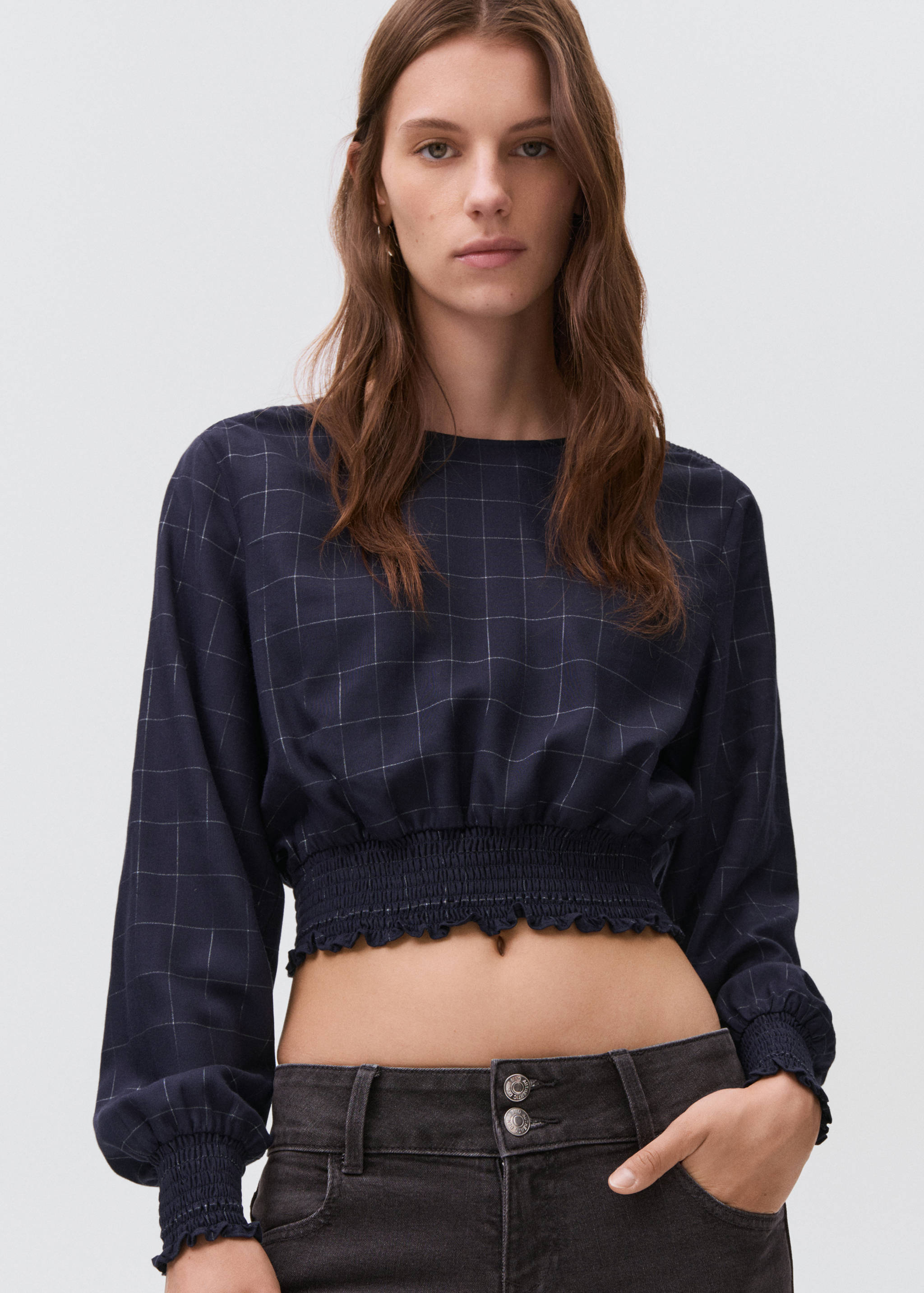 Lurex checked blouse - Medium plane