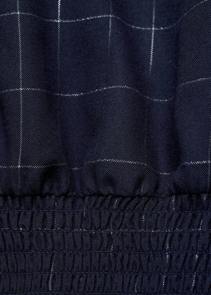 Lurex check blouse — Navy