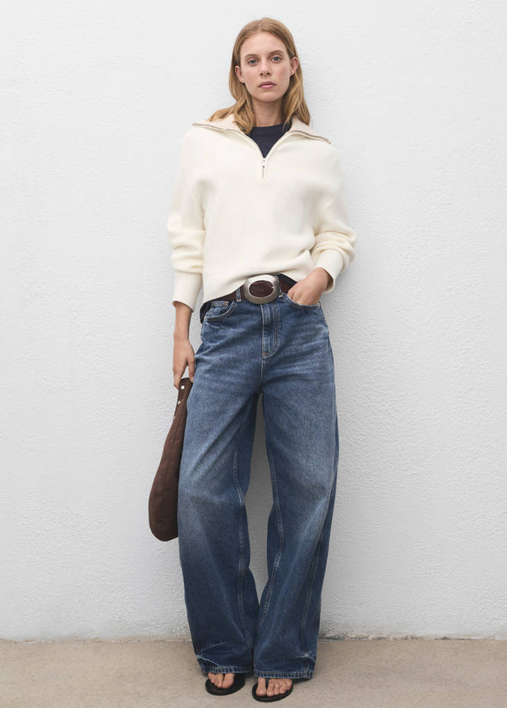Sweater with contrasting zip collar — Light/Pastel Grey