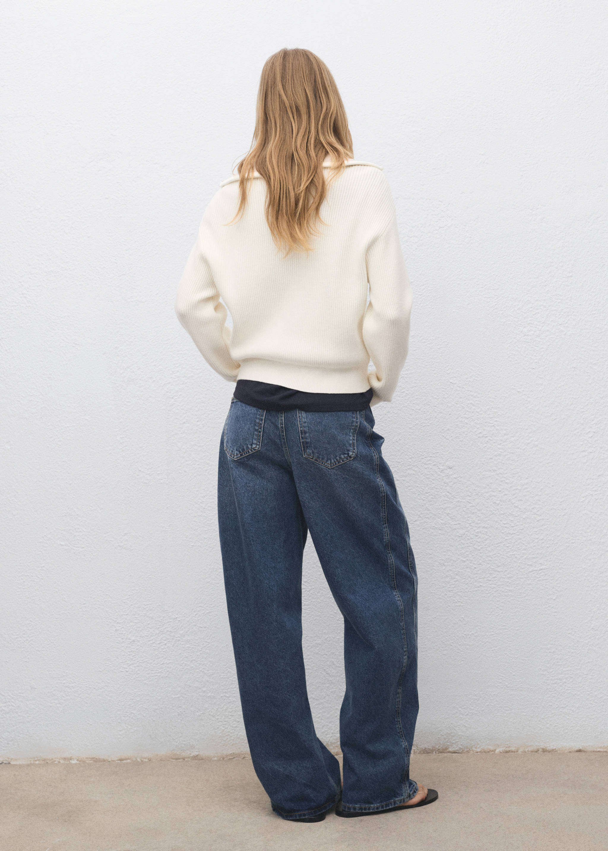 Camisola com gola de fecho de correr em contraste - Verso do artigo