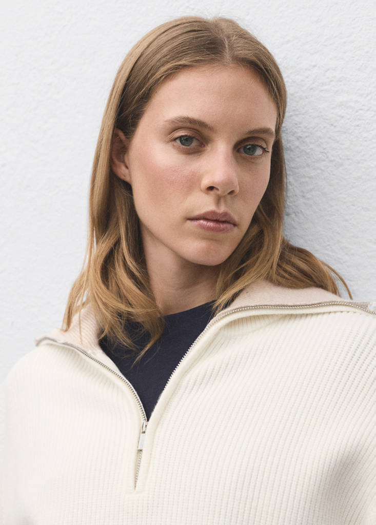 Sweater with contrasting zip collar — Light/Pastel Grey
