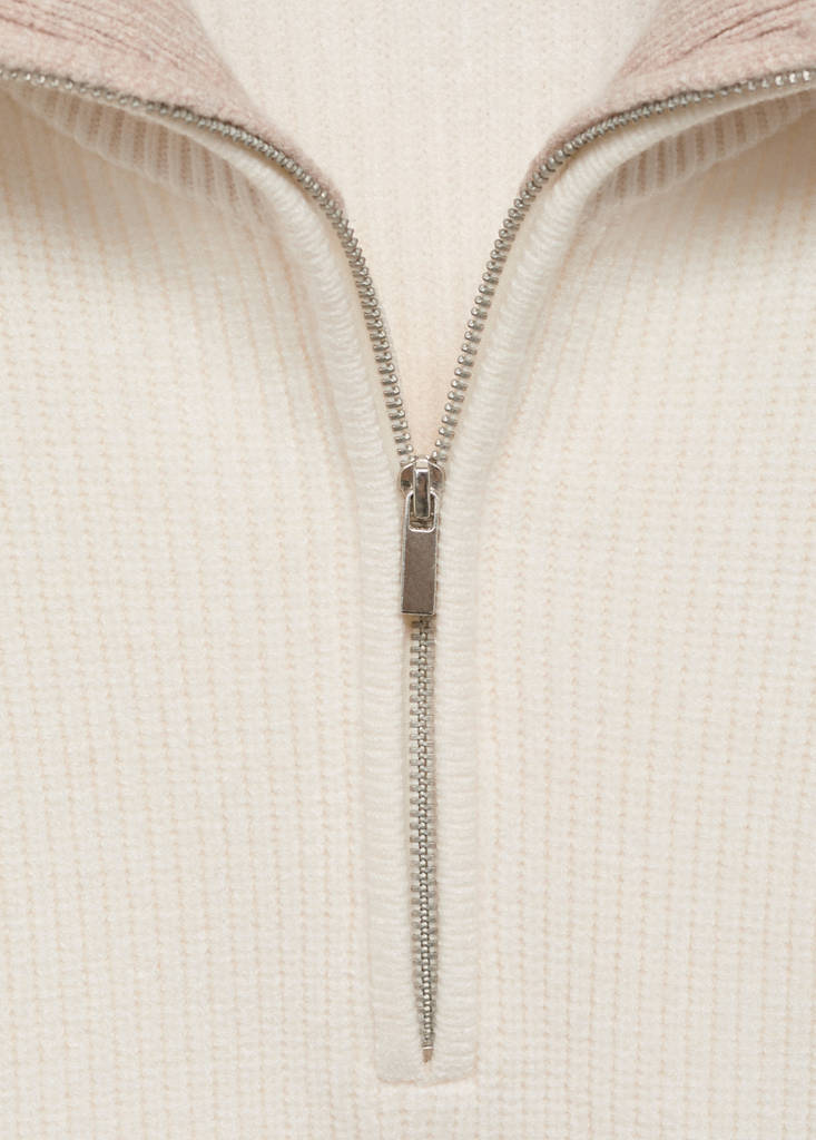 Sweater with contrasting zip collar — Light/Pastel Grey