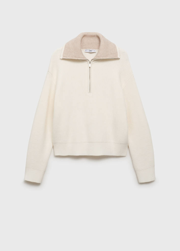 Sweater with contrasting zip collar — Light/Pastel Grey