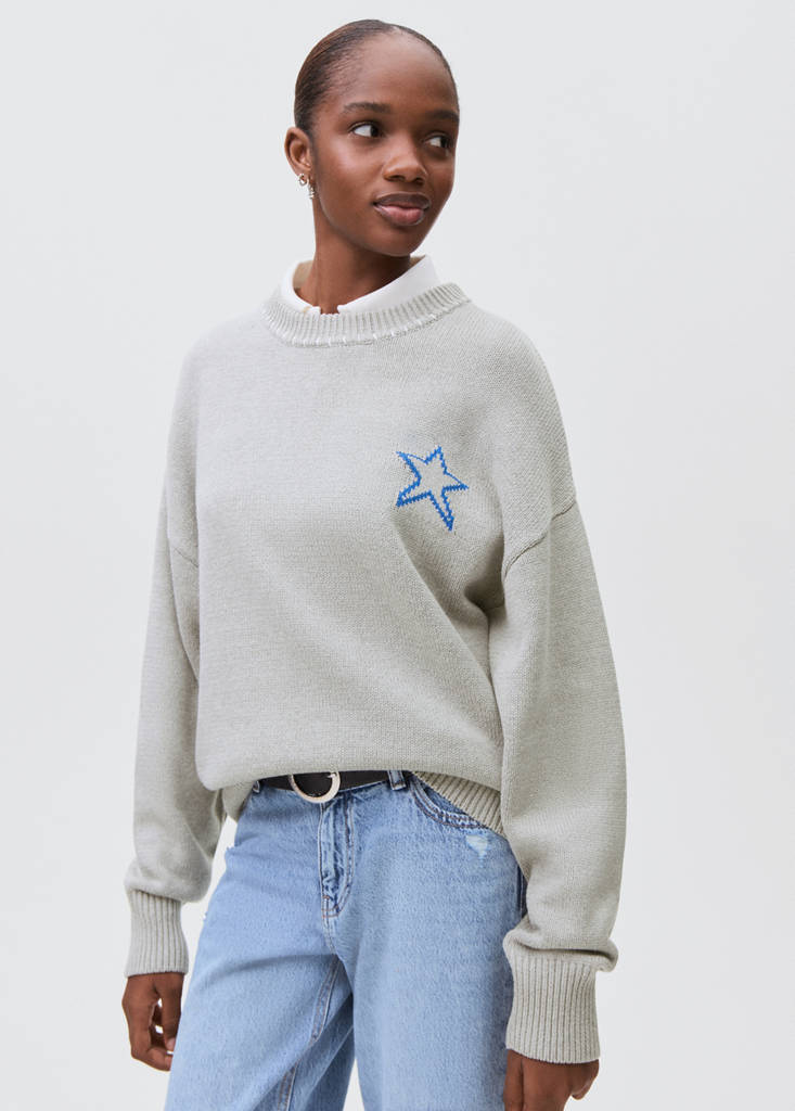 Star knitted sweater — Grey