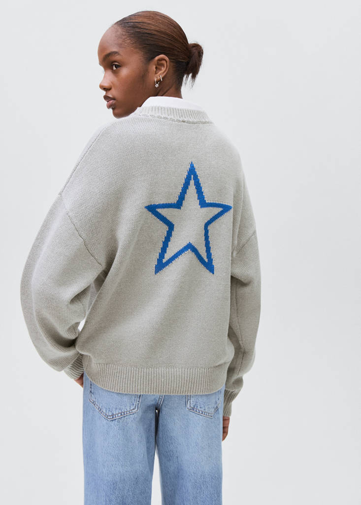 Star knitted sweater — Grey