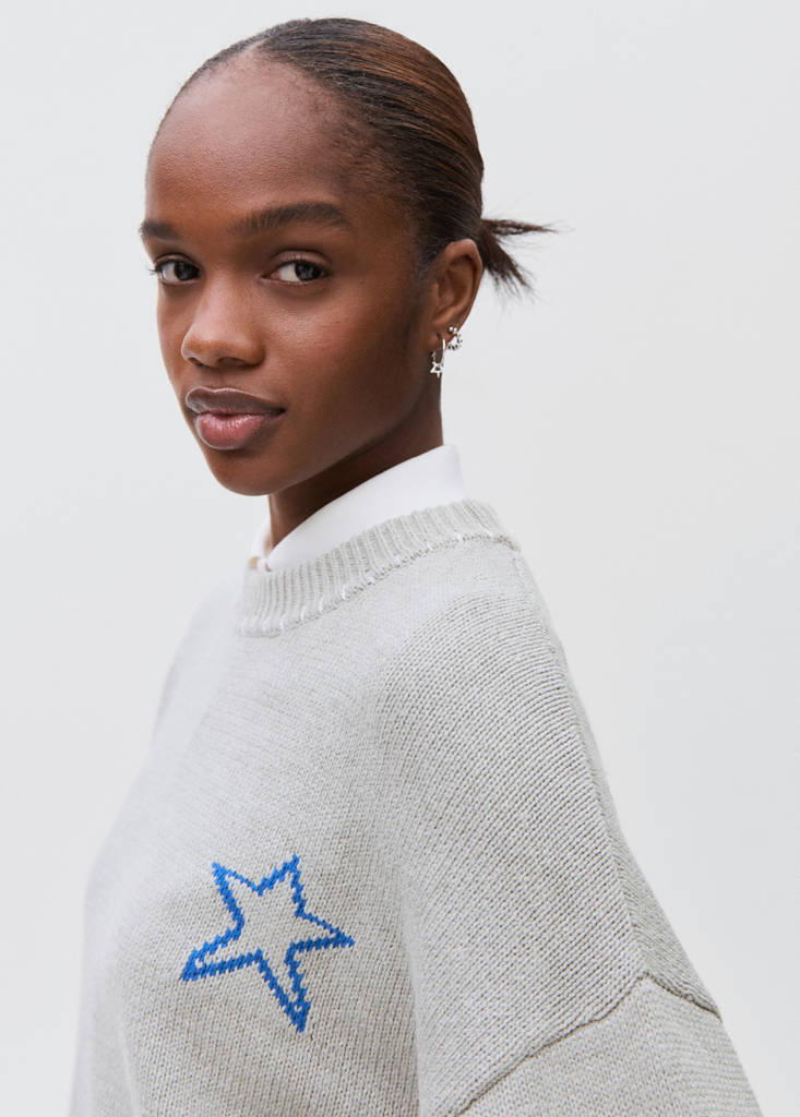 Star knitted sweater — Grey