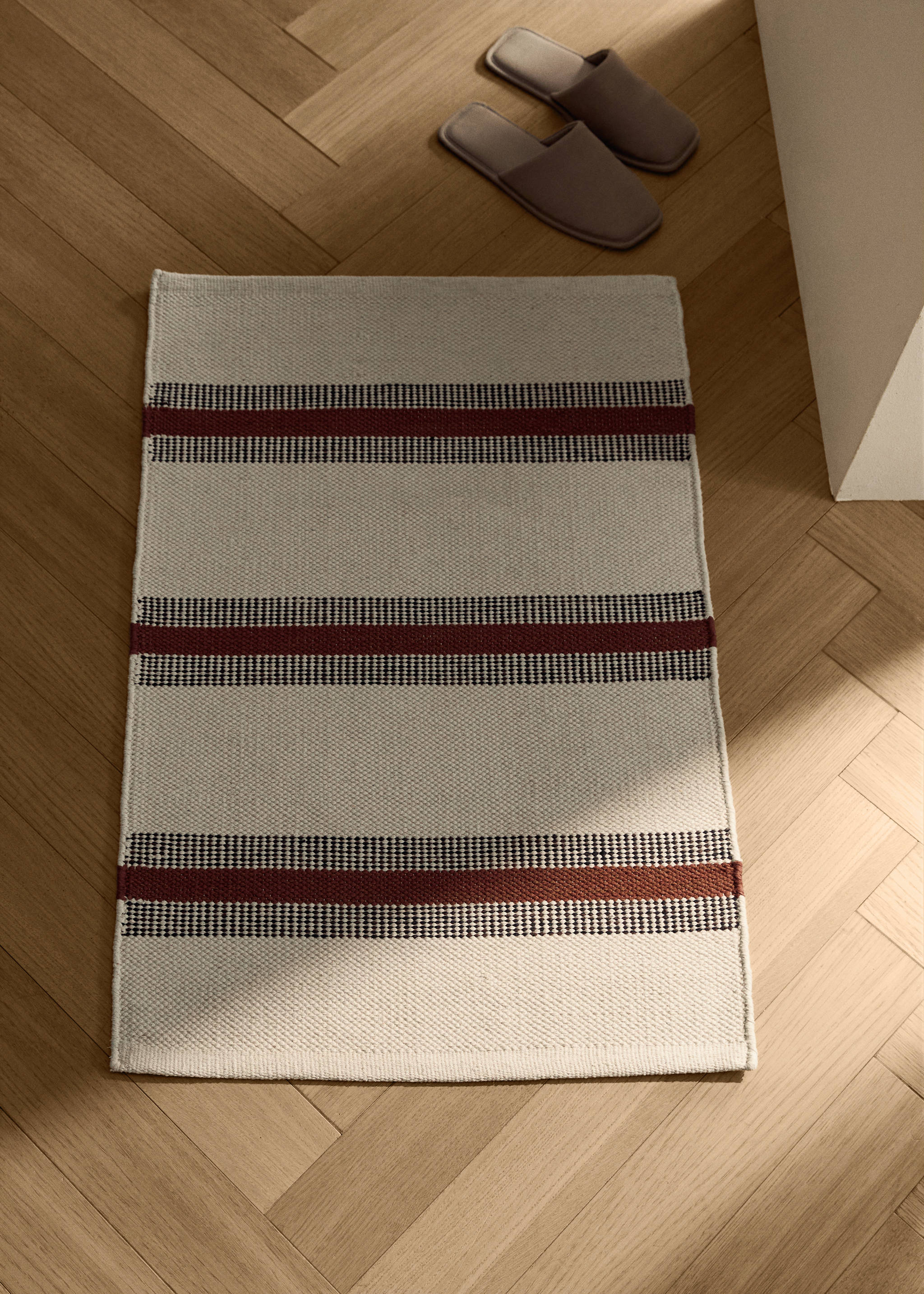 Alfombra algodón diseño rayas - Plano general, Naranja tostado. Ref: 17024786-00.