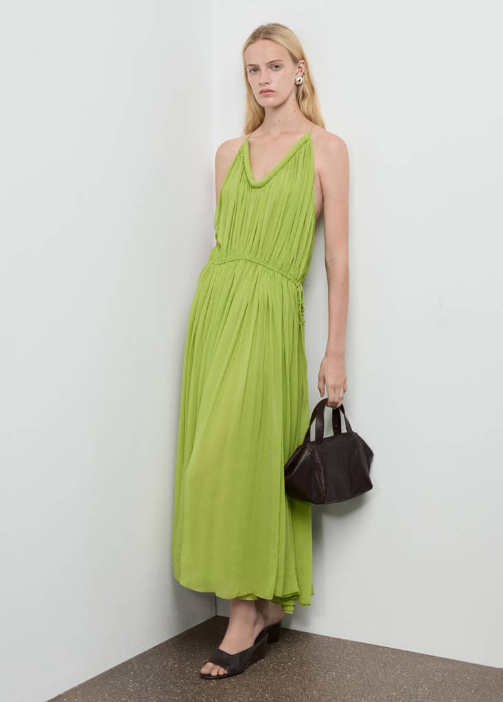 Oversized pleated dress — Green