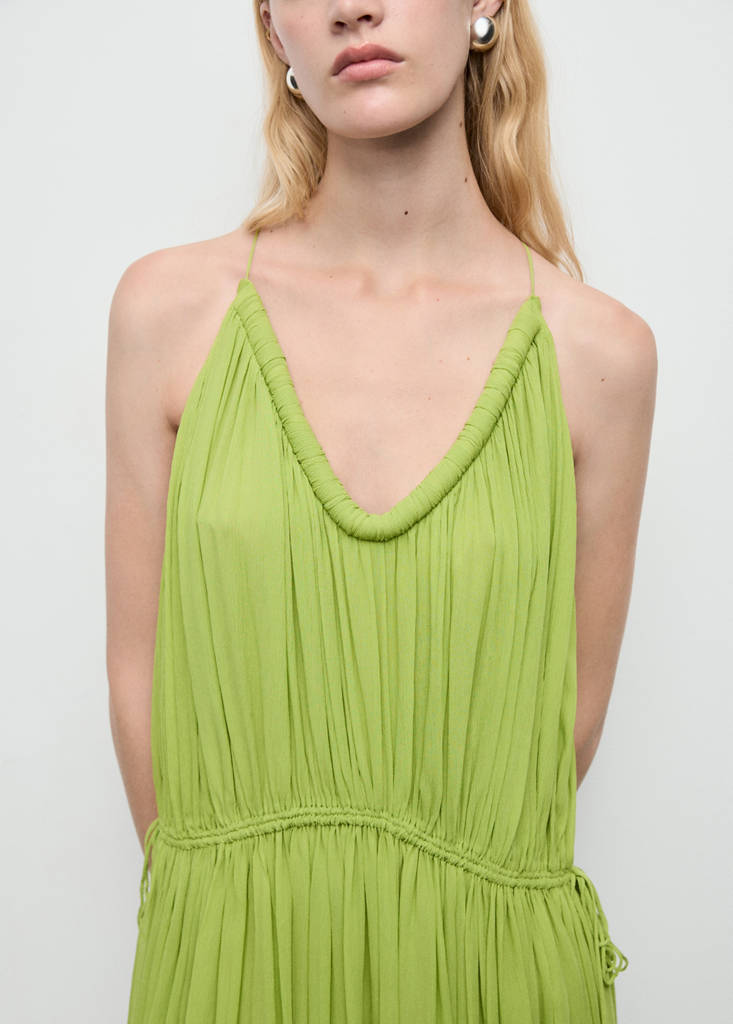 Oversized pleated dress — Green