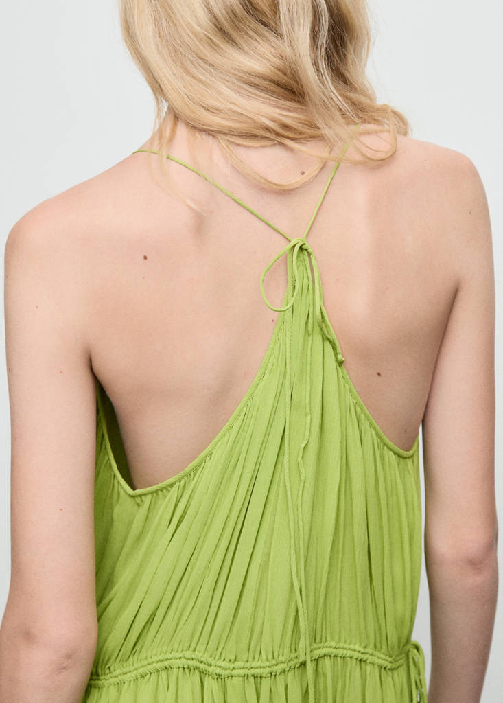 Oversized pleated dress — Green