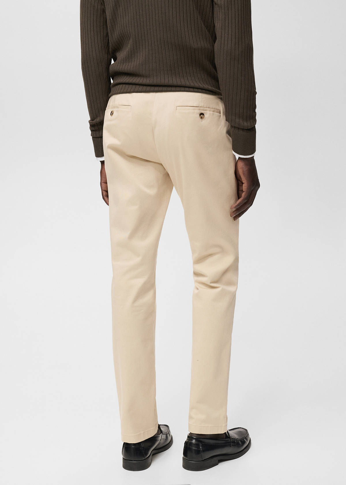 Barna slim-fit twill chino trousers — Ecru