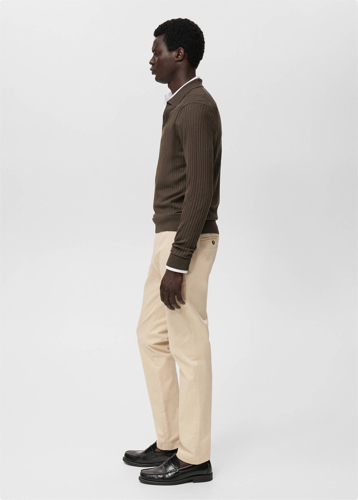 Barna slim-fit twill chino trousers — Ecru
