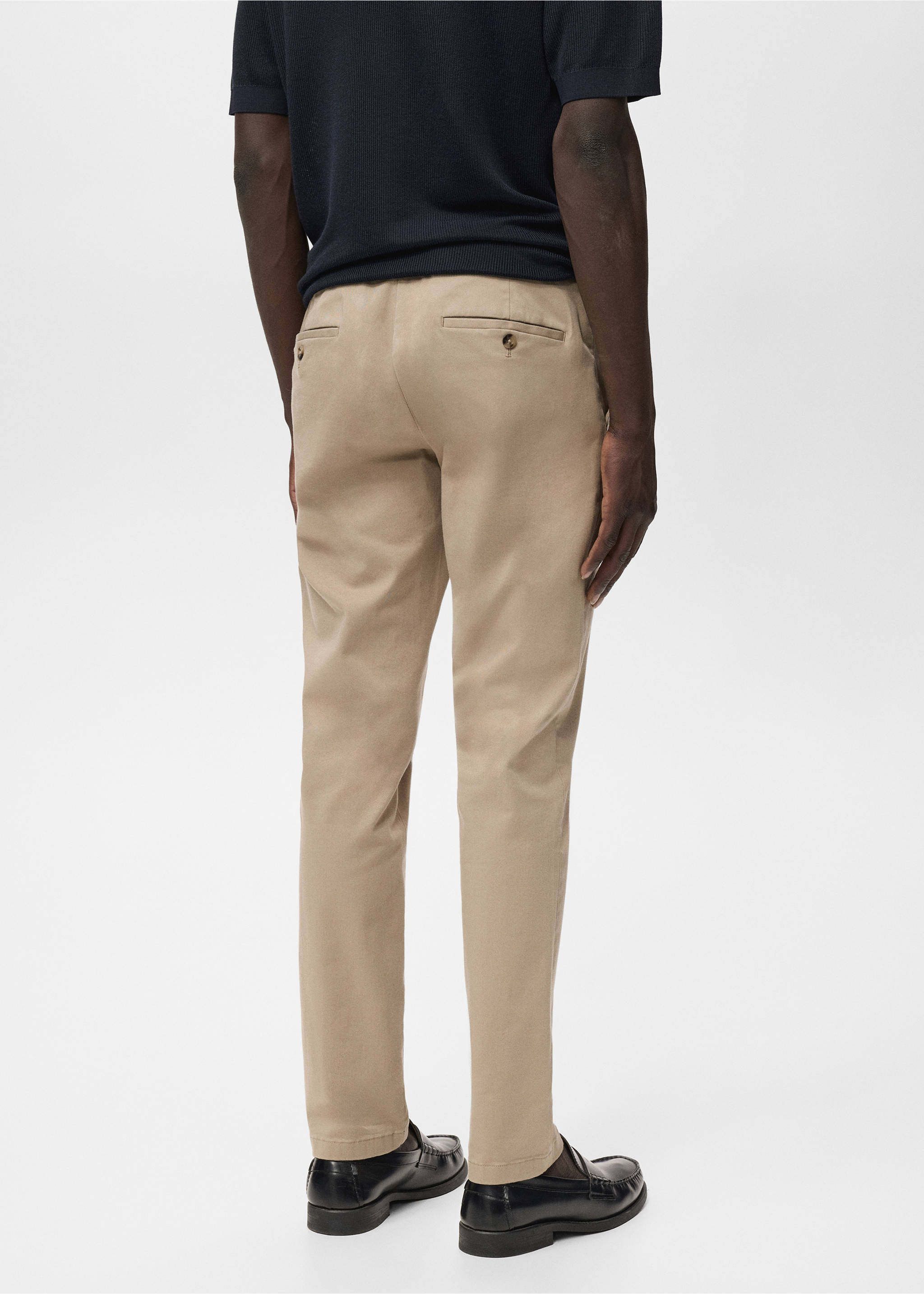 Barna slim-fit twill chino trousers - Reverse of the article, Beige. Ref: 17025141-00.