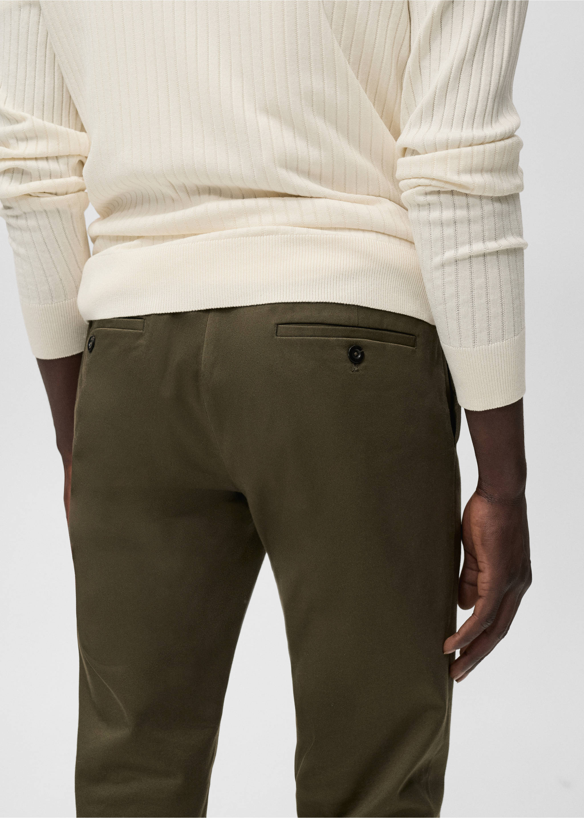 Barna slim-fit twill chino trousers - Details of the article 2, Khaki. Ref: 17025141-00.