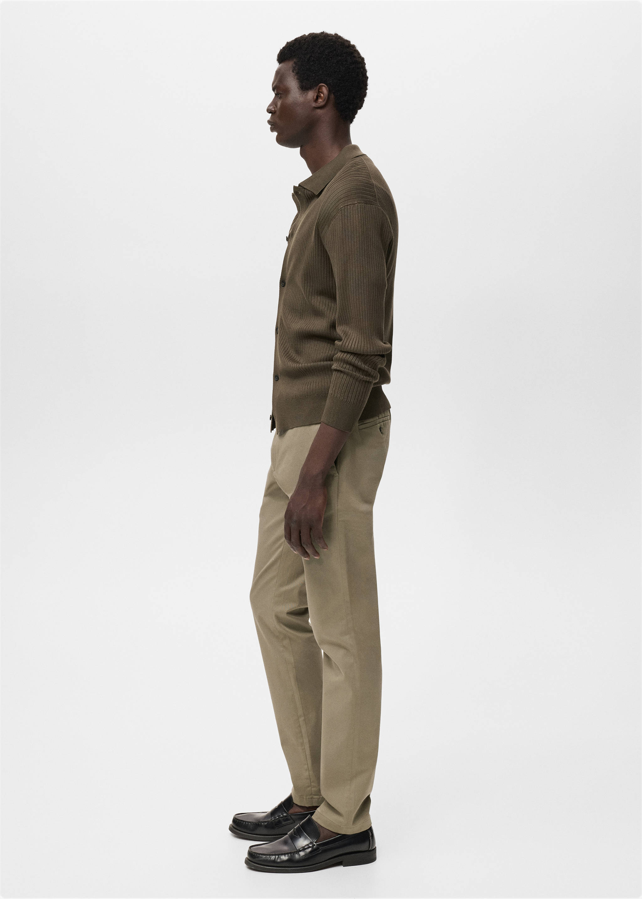 Barna slim-fit twill chino trousers - Details of the article 6, Mink Grey. Ref: 17025141-00.
