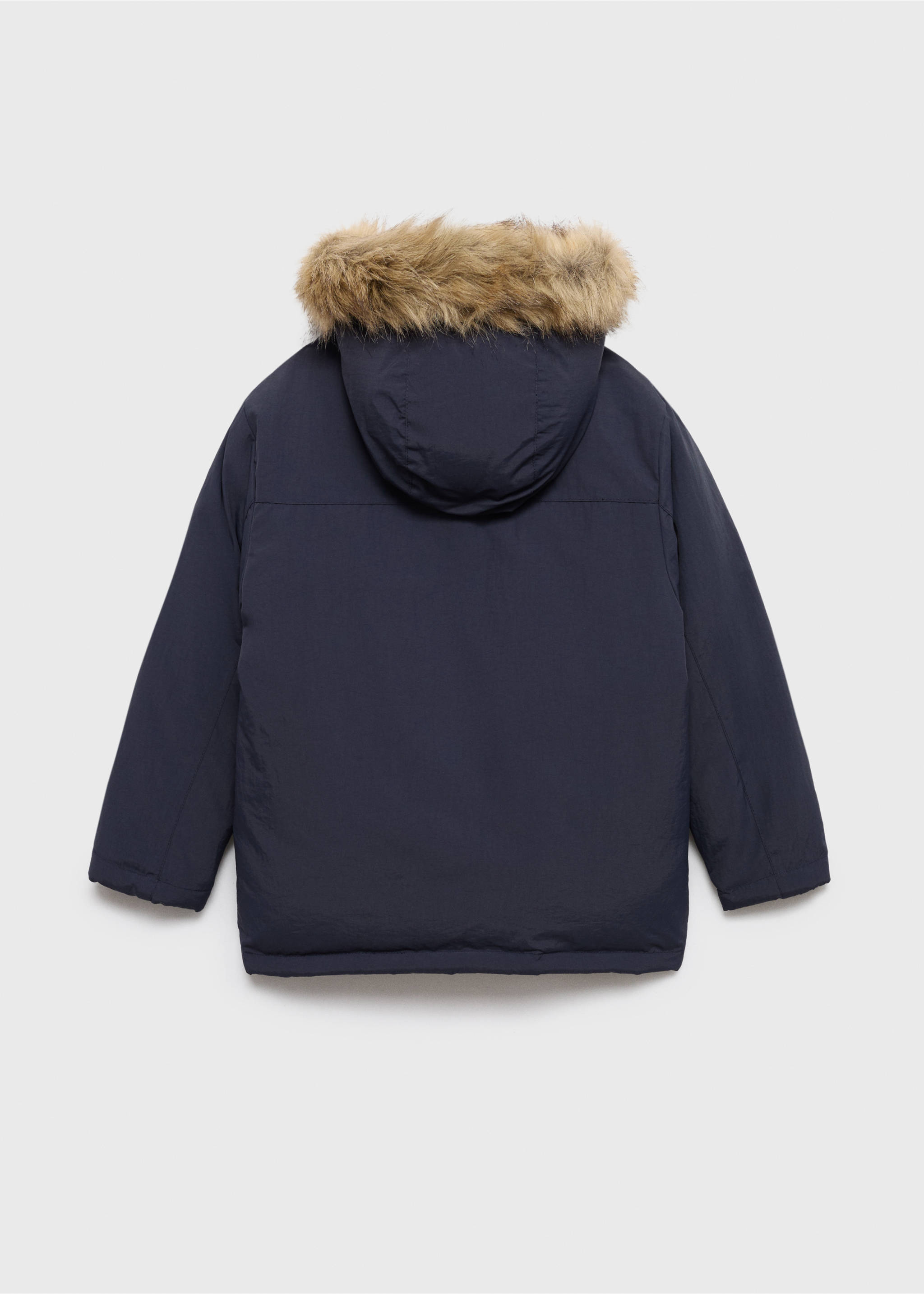 Anorak capucha pelo - Reverso del artículo, Azul marino. Ref: 17025142-00.