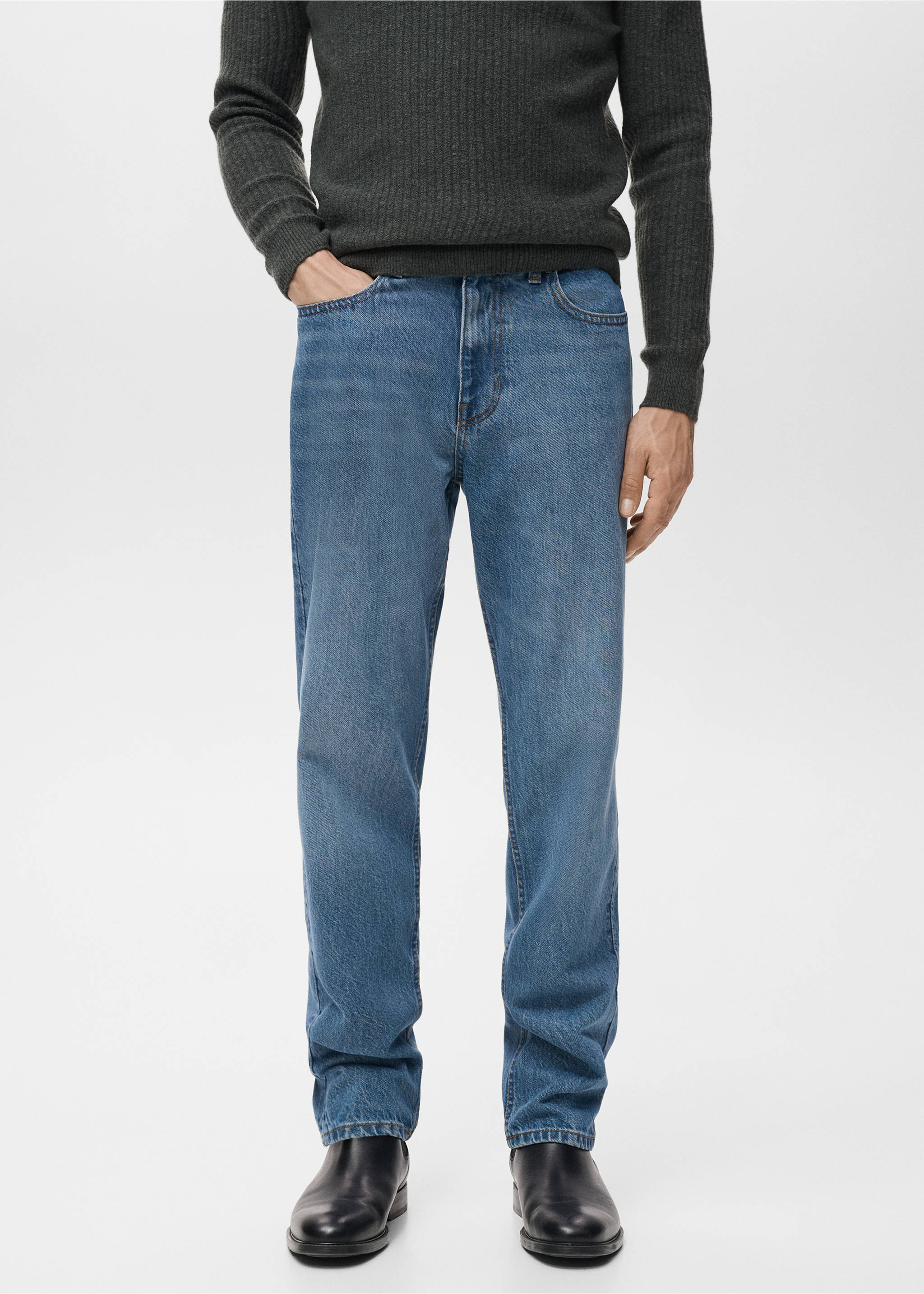 Jeans Bob regular fit - Plano medio, Azul medio. Ref: 17025143-00.
