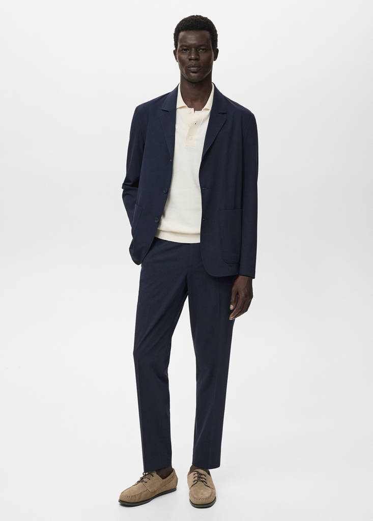 Slim-fit suit jacket with pockets — Navy