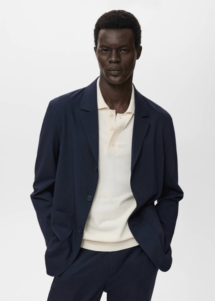 Slim-fit suit jacket with pockets — Navy