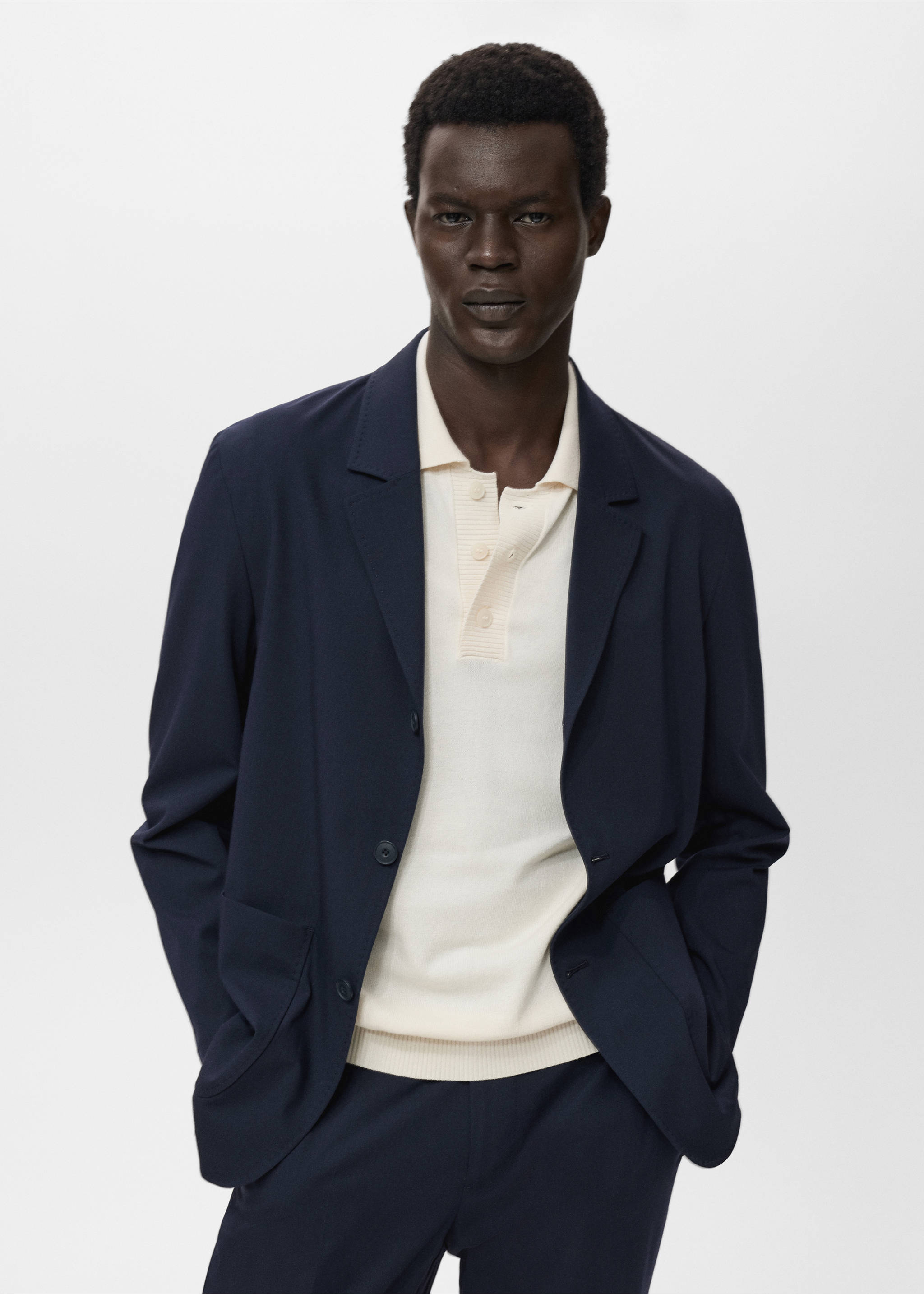 Slim-fit suit jacket with pockets - Medium plane, Navy. Ref: 17025152-00.