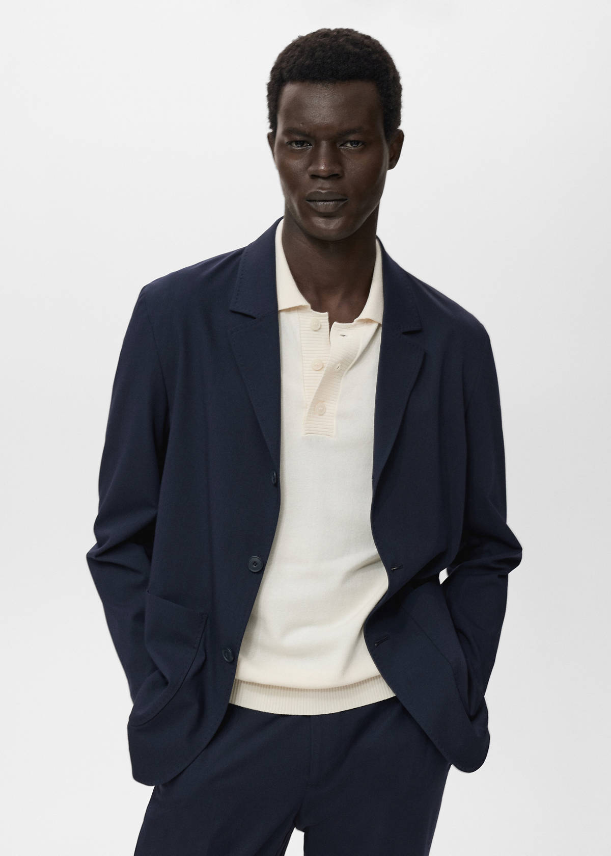 Slim-fit suit jacket with pockets — Navy