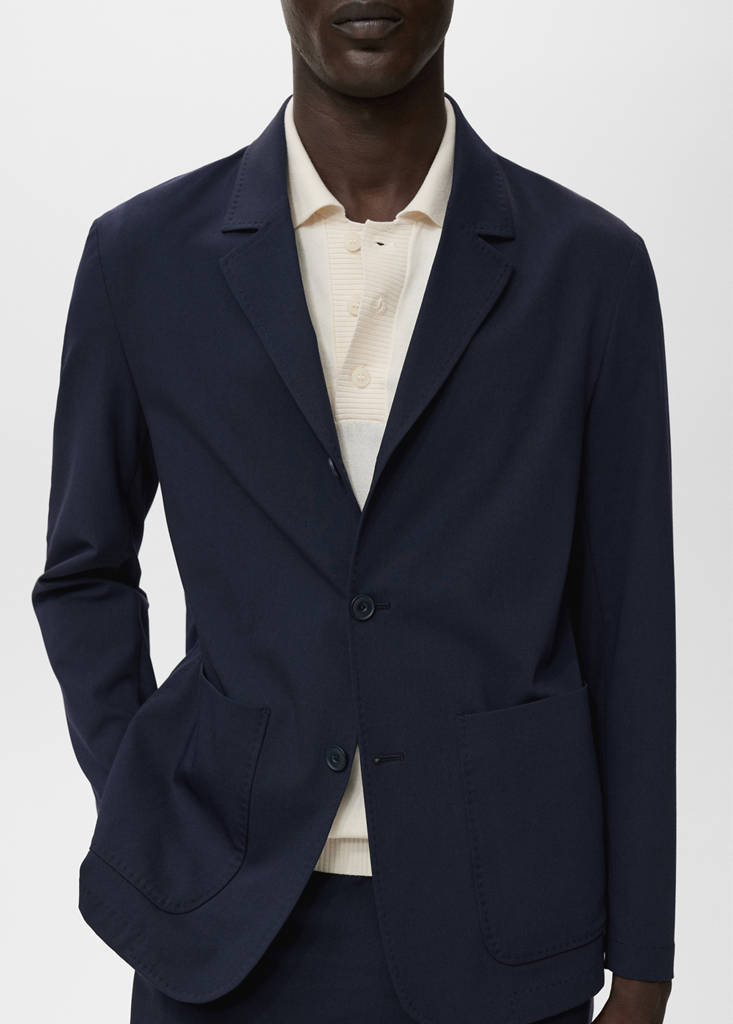 Slim-fit suit jacket with pockets — Navy