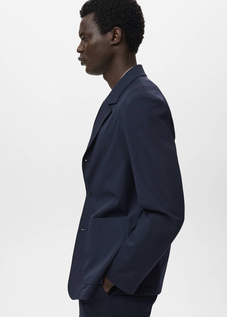 Slim-fit suit jacket with pockets — Navy