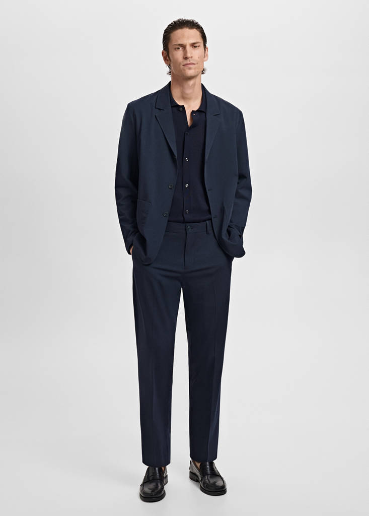 Slim-fit suit jacket with pockets — Navy