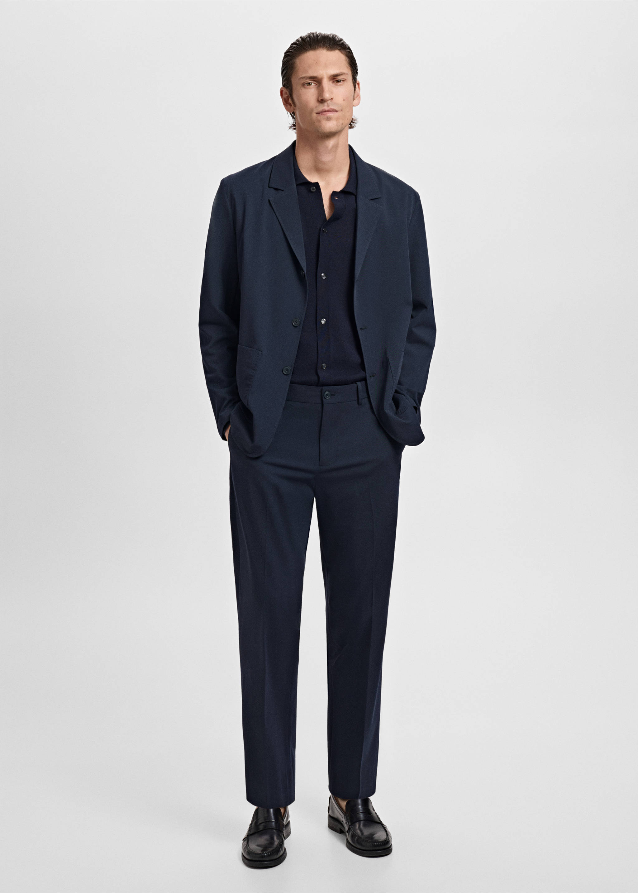 Americana traje slim fit bolsillos - Plano general, Azul marino. Ref: 17025152-01.