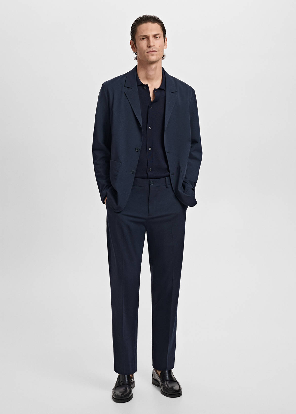 Slim-fit suit jacket with pockets — Navy