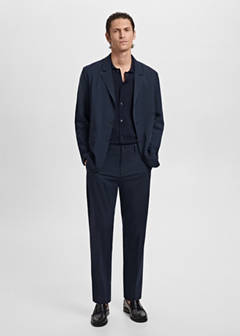 Slim-fit suit jacket with pockets — Navy 12