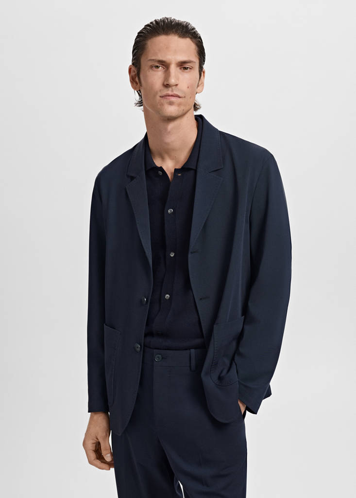 Slim-fit suit jacket with pockets — Navy
