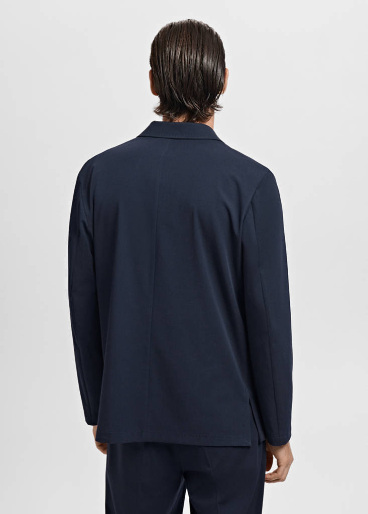 Slim-fit suit jacket with pockets — Navy