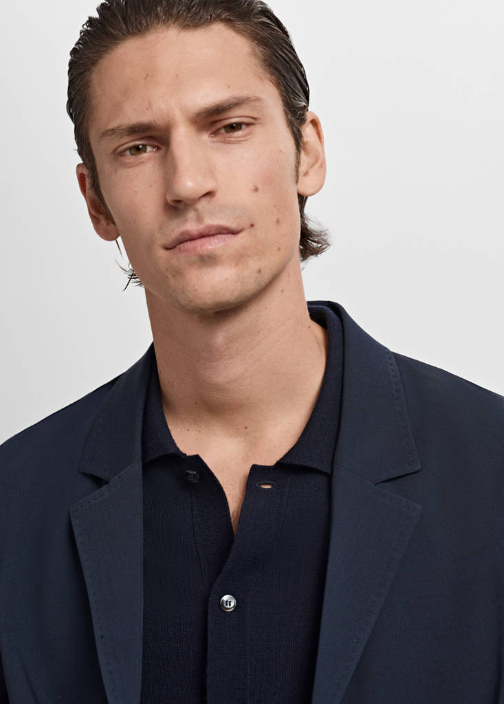Slim-fit suit jacket with pockets — Navy
