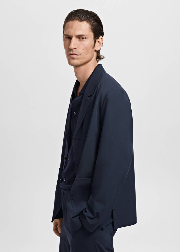 Slim-fit suit jacket with pockets — Navy