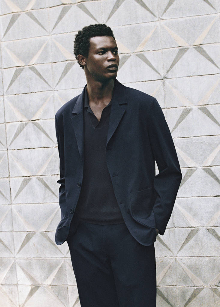 Slim-fit suit jacket with pockets — Navy