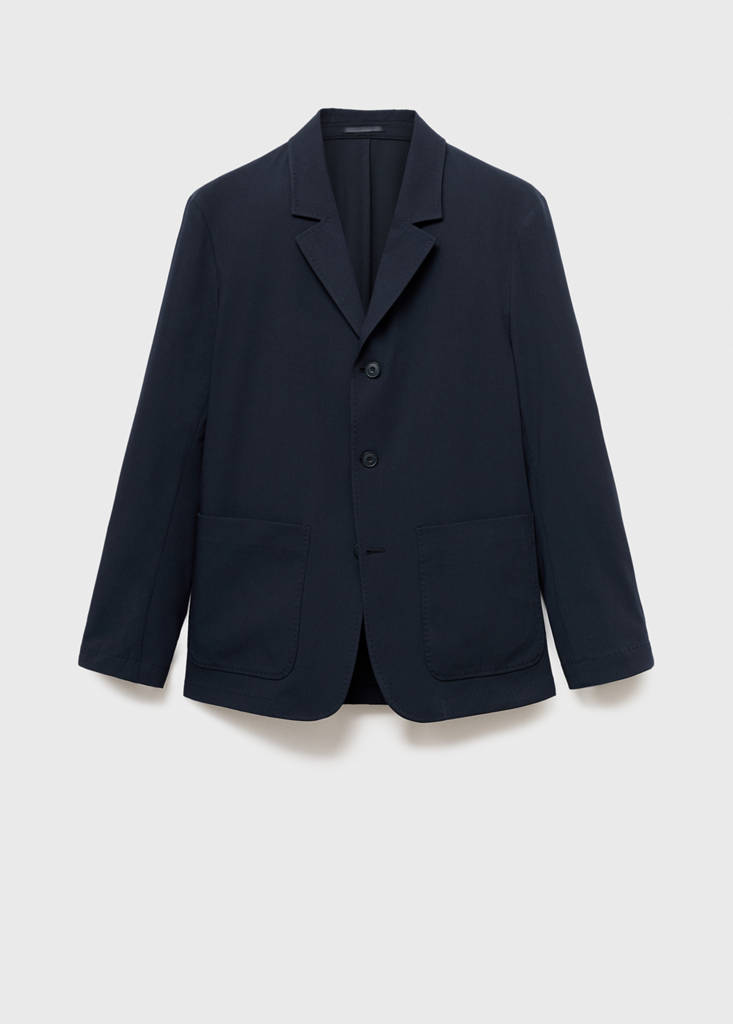 Slim-fit suit jacket with pockets — Navy