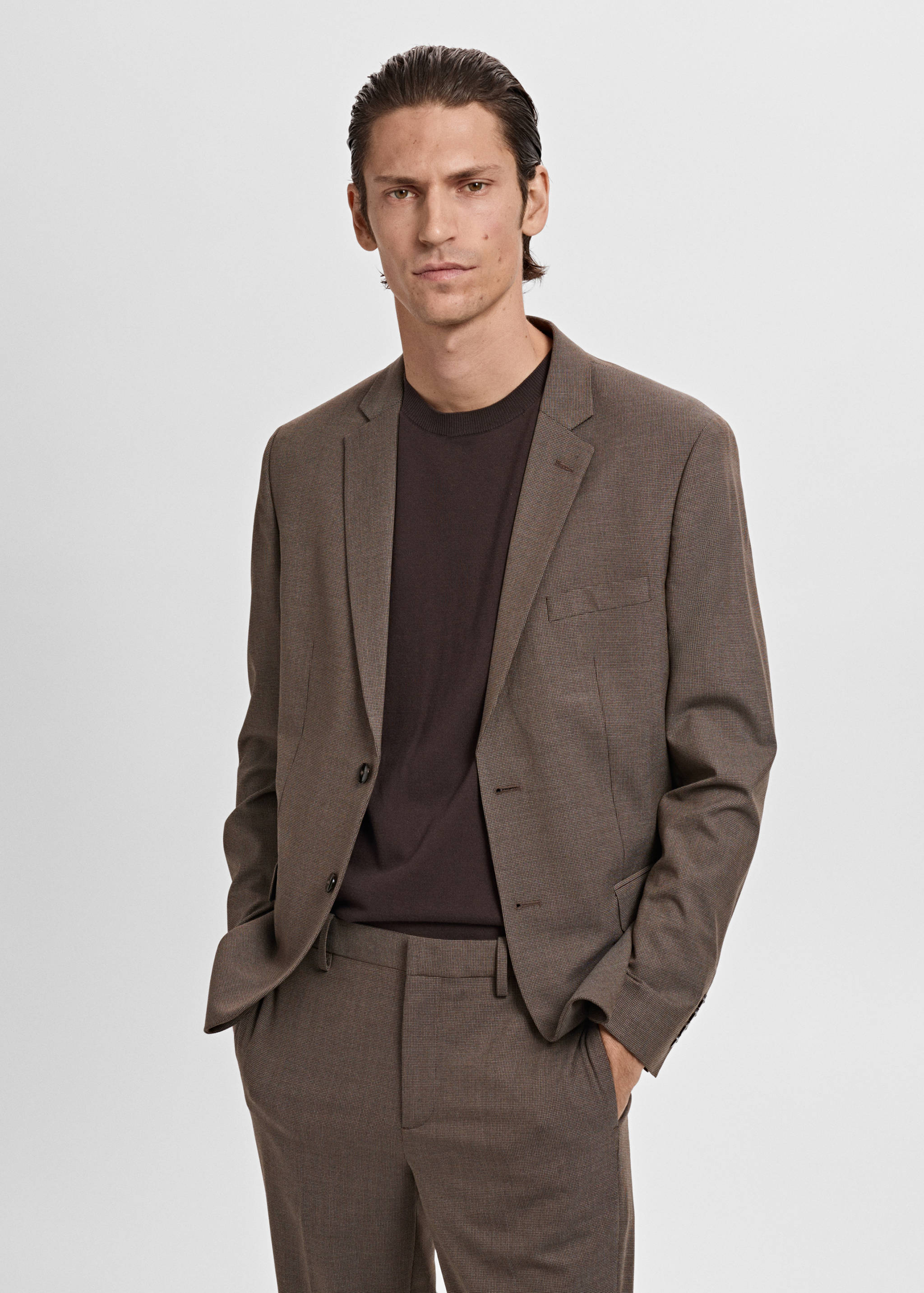 Super slim-fit suit jacket in stretch fabric - Medium plane