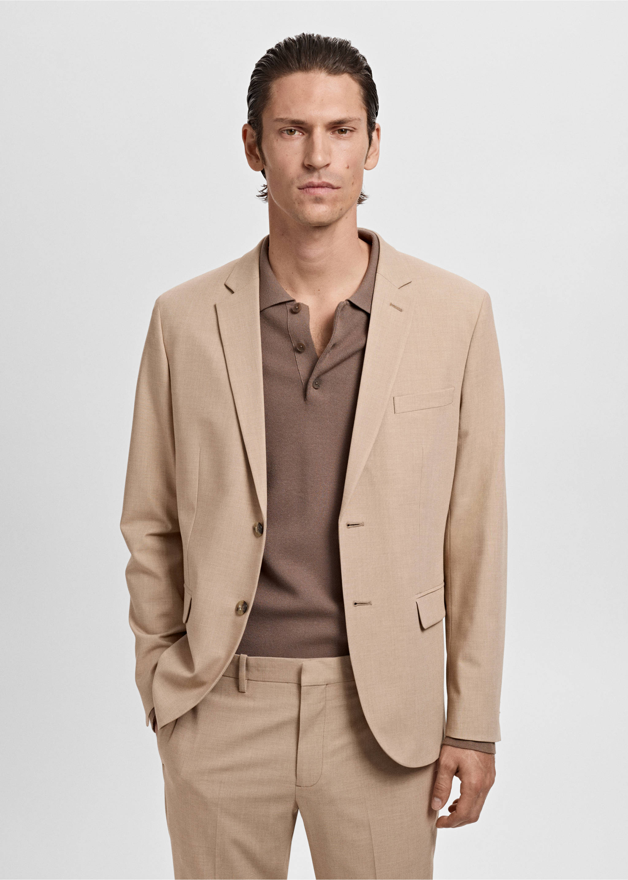 Americana traje París super slim fit - Plano medio, Beige. Ref: 17025155-00.