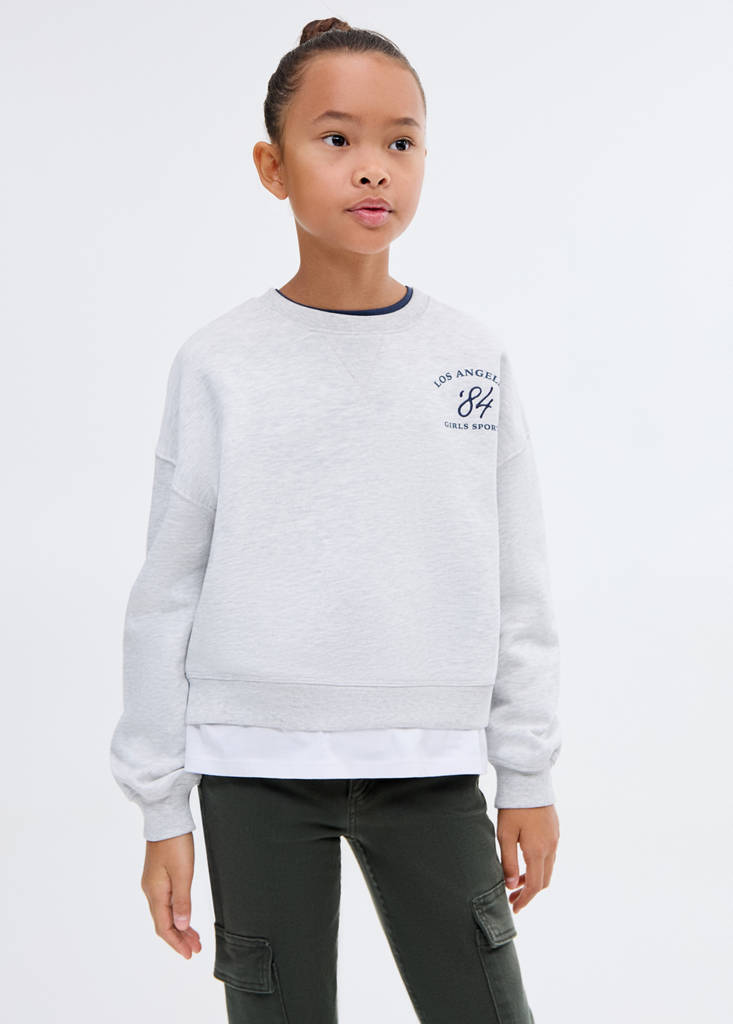 Shirt hem sweatshirt — Light Heather Grey