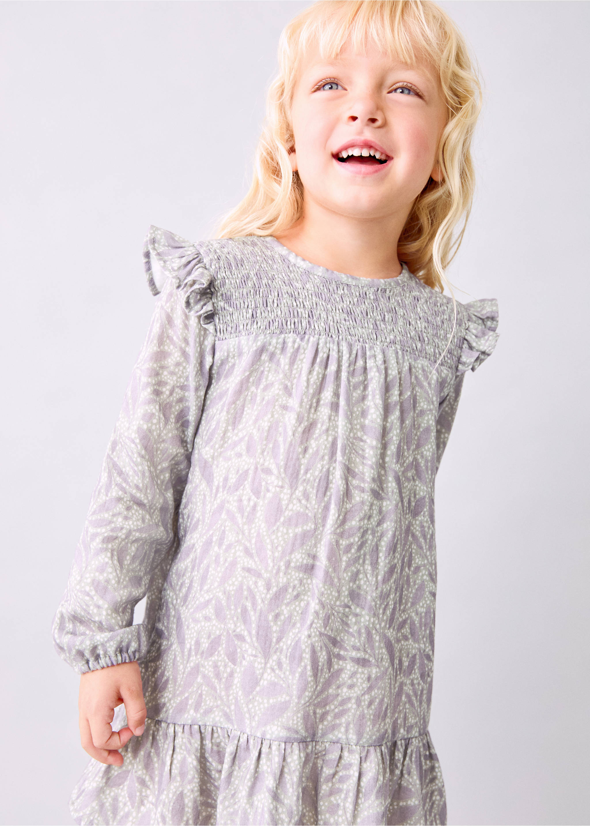 Vestido algodón estampado - Plano general, Morado claro/pastel. Ref: 17025164-00.