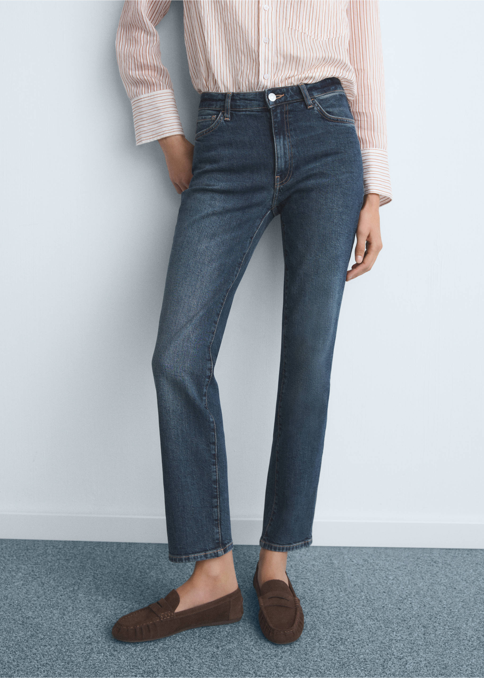 Jean slim taille normale - Plan moyen, Bleu foncé. Ref: 17025172-00.