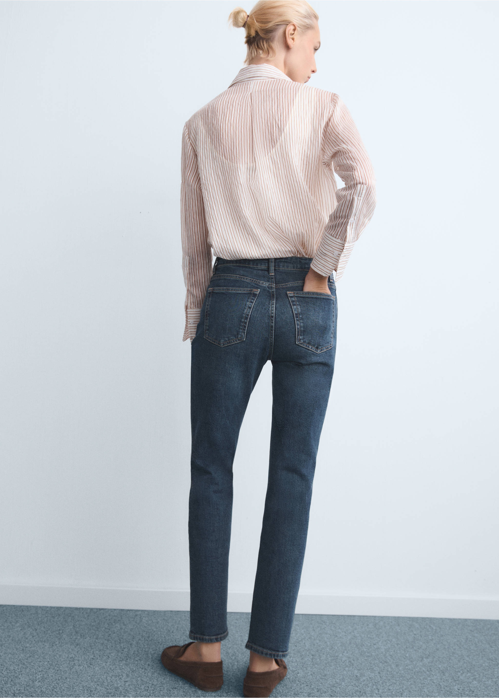 Jean slim taille normale - Verso de l’article, Bleu foncé. Ref: 17025172-00.