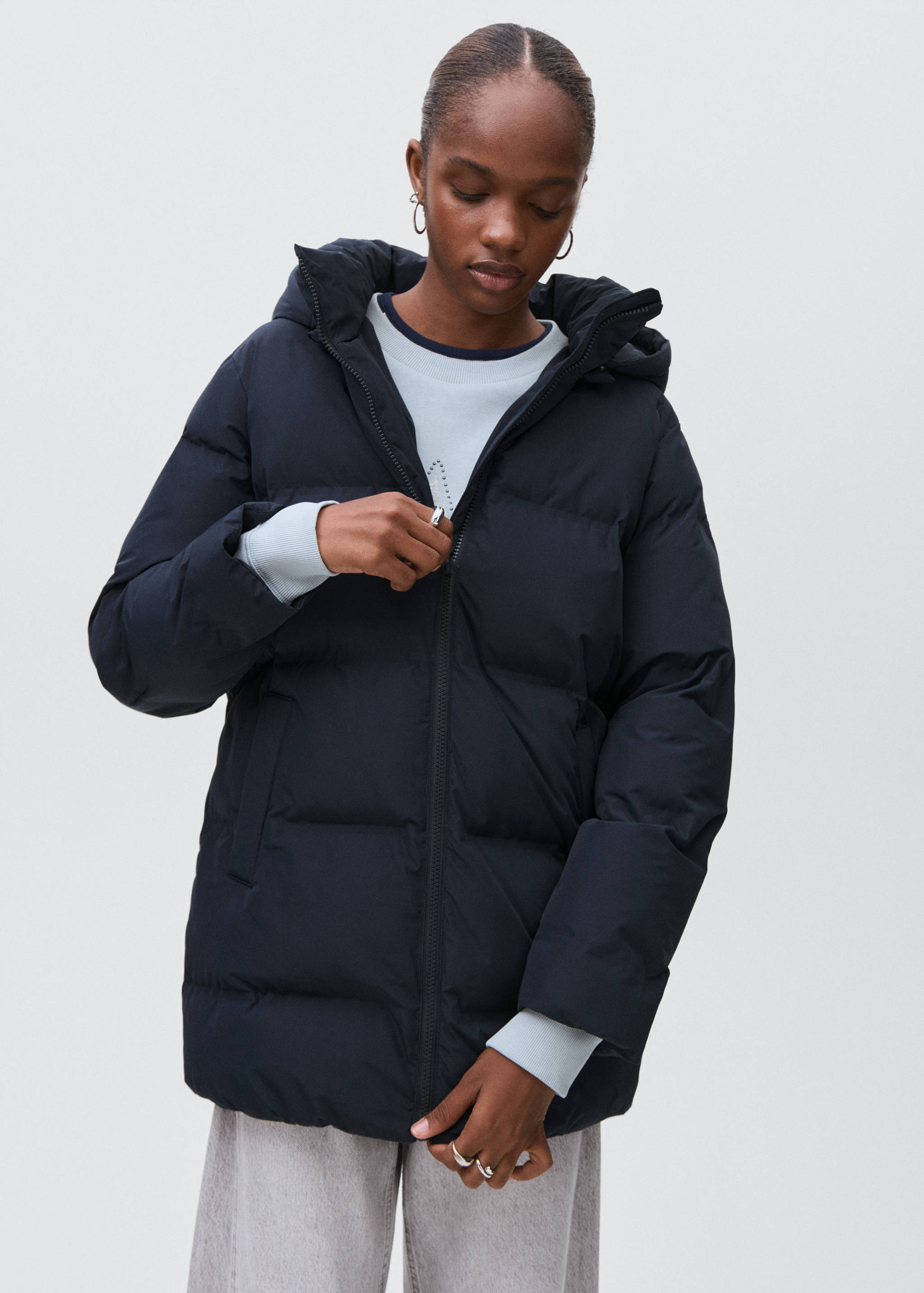 Quilted long coat - Medium plane