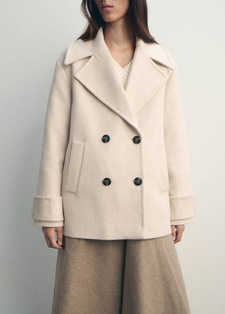 Double-breasted wool-blend coat