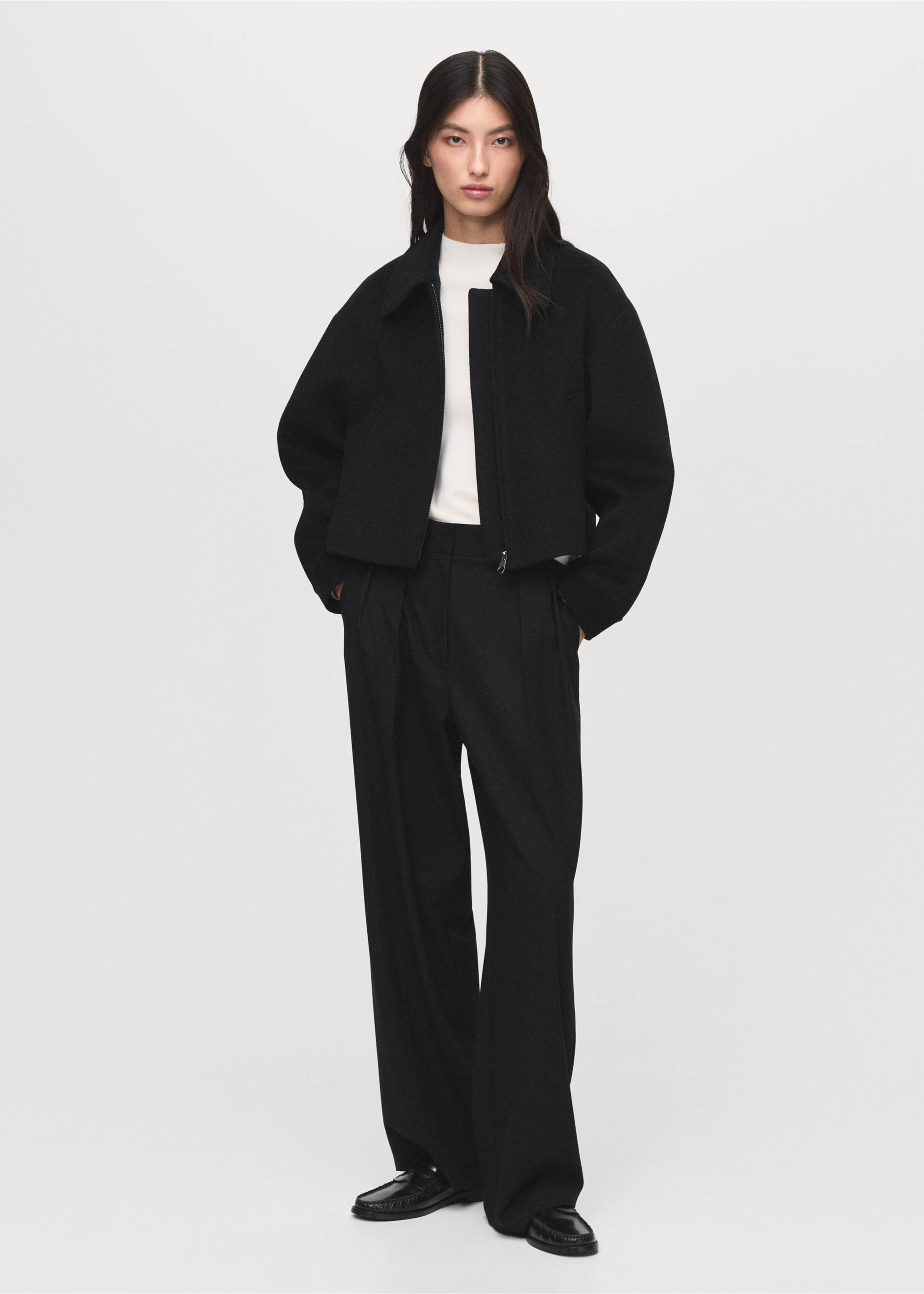 Veste bomber laine - Plan général, Noir. Ref: 17025791-00.